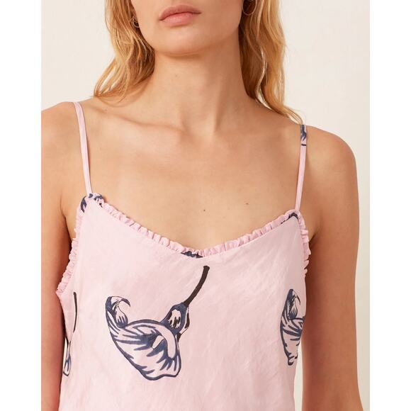 Large Alix of Bohemia Athens Pink Calla Lily Silk Slip Dress Sweetheart Lined - Picture 9 of 16